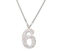 Bling Diamond Lucky Numbers Car Decor for Rearview Mirror, Crystal Charm Diamond Pendant,Adapt Rear View Mirror Cute Crystal Pendant Girly Gifts (Number 6)