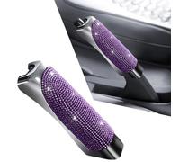 Bling Diamond Studded Car Shift Gear Handbrake Cover, Rhinestone Handbrake Protective Cover, Handbrake Shell Pull Handle,Universal for Most Cars (Purple)