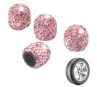 Bling Dust Caps, 4 Pack Sparkling Handmade Crystal Diamond Rhinestone Car Tyre Valve Caps Universal Bling Car Valve Stem Covers Chrome Attractive Dustproof (pink)