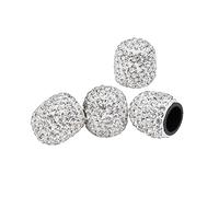 Bling Dust Caps, 4 Pack Sparkling Handmade Crystal Diamond Rhinestone Car Tyre Valve Caps Universal Bling Car Valve Stem Covers Chrome Attractive Dustproof