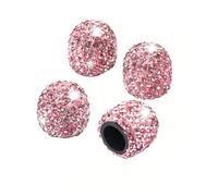 Bling Dust Caps, 4 Pack Sparkling Handmade Crystal Diamond Rhinestone Car Tyre Valve Caps Universal Bling Car Valve Stem Covers Chrome Attractive Dustproof (Pink)