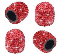 Bling Dust Caps, 4 Pack Sparkling Handmade Crystal Diamond Rhinestone Car Tyre Valve Caps Universal Bling Car Valve Stem Covers Chrome Attractive Dustproof