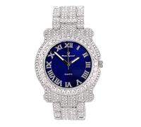 Bling-ed Out Ultimate Hip Hop Royalty Mens Watch w/Easy Reader Roman Numeral or Diamond Time Indicators,Bright Colored Dials,L0504, L0504RN Silver Royal Blue, mens, L0504 (L0504RN Silver Royal Blue)