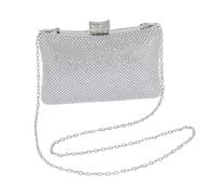 Bling Evening Handbag - Polyester, Rhinestone Ćrössbody Bag, Sparkling Silver Handbag With Chain Strap & Handle | Luxury Wedding Party Clutch Bag, Diamante Clutch For Formal Events, Prom