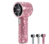Bling Fan, Diamond Portable Fan, Pink | Handheld Fans Rechargeable Diamond Digital Display 199 Gear Wind Speed, Rechargeable for Home Office Travel Office Outdoor