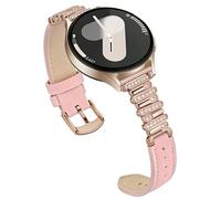 Bling Genuine Leather Band Compatible for Samsung Galaxy Watch 7 6 5 4 FE 40mm 44mm/5 Pro 45mm/6 Classic 43mm 47mm/4 Classic 42mm 46mm, Galaxy Active 2, 20mm Replacement Strap for Women, Pink/Rose