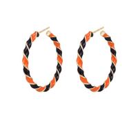Bling Halloween Orange Black Purple Beaded Ball Dangle Earrings Bohemia Black Orange Purple Stripe Round Circle Hoop Earring for Women Halloween Party Costume Jewelry Gifts, Zinc, No Gemstone
