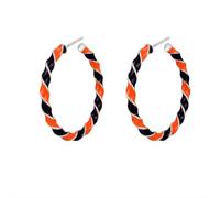 Bling Halloween Orange Black Purple Beaded Ball Dangle Earrings Bohemia Black Orange Purple Stripe Round Circle Hoop Earring for Women Halloween Party Costume Jewelry Gifts, Zinc, No Gemstone