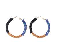 Bling Halloween Orange Black Purple Beaded Ball Dangle Earrings Bohemia Black Orange Purple Stripe Round Circle Hoop Earring for Women Halloween Party Costume Jewelry Gifts, Zinc, No Gemstone