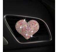 Bling Heart Car Air Vent Clip Charms, Crystal Diamond Love Heart Shape Fresheners, Auto Interior Cute Decoration Accessories for Women (Powder Mixing)