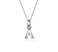 Bling Jewelry ABC Capital Block Letter Alphabet A Initial Pendant Necklace For Teen For Women .925 Sterling Silver
