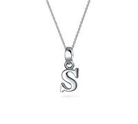 Bling Jewelry ABC Capital Block Letter Alphabet S Initial Pendant Necklace For Teen For Women .925 Sterling Silver