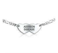 Bling Jewelry Addison Disease Delicate Thin Heart Medical Identification ID Bracelet For Women Sterling Silver Custom Engraved Small Wrist 6Inch