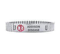 Bling Jewelry Addison Disease Identification Medical ID Stretch Link Bracelet For Women Teens Unisex 8.5 In Stainless Steel Custom Engraved
