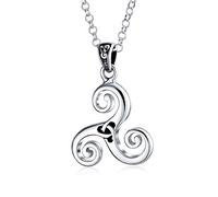 Bling Jewelry Ancient Spiritual Celtic Spiral Triquetra Trinity Knot Viking Triskele Pendant Necklace For Women Teens Oxidized .925 Sterling Silver