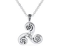 Bling Jewelry Ancient Spiritual Small Celtic Viking Triquetra Shape Trinity Spiral Knot Triskele Pendant Necklace For Women Teens Oxidized .925 Sterling Silver