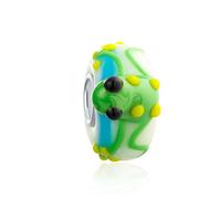 Bling Jewelry Animal 3D Lamp work Murano Glass .925 Sterling Silver Core Green Yellow Toad Frog Bead Fits European Charm Bracelet For Women Teen