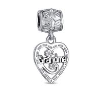 Bling Jewelry Antique Vintage Style BFF Heart Word Grandma Dangle Charm Bead For Grandmother .925 Sterling Silver Fits European Bracelet