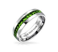 Bling Jewelry August Birthstone Month Crystal Eternity Band Ring Stainless Steel Custom Engraved