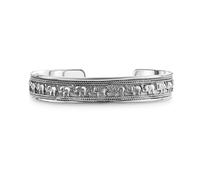 Bling Jewelry Bali Style Good Luck Multi Elephant Bangle Cuff Bracelet For Women Solid Heavy Oxidized .925 Sterling Silver