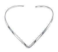 Bling Jewelry Basic Simple Slider Choker V Shape Collar Statement Necklace For Women .925 Silver Sterling Add Your Pendant 3.5MM