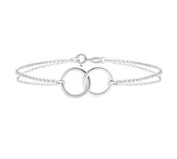 Bling Jewelry BFF Double Chain Love Two Interlocking Eternity Ring Eternal Circle Anklet Ankle Bracelet For Women Teens .925 Sterling Silver Adjustable 9-10 Inch
