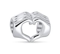 Bling Jewelry BFF Hand Sign Heart Symbol Sign Language I Love You Charm Bead For Women Teen .925 Sterling Silver Fits European Bracelet