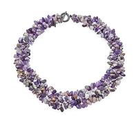 Bling Jewelry Big Chunky Purple Amethyst Pink Quartz Black Onyx Blue Lapis Green Pink Quartz Blue Red Turquoise Gemstone Chips Cluster Multi Strand Statement Bib Collar Necklace For Women