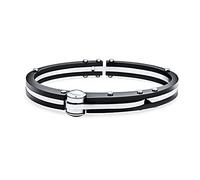 Bling Jewelry Biker Black Handcuff For Mens For Women Bracelet Bangle Silver Tone Plated Stainless Steel