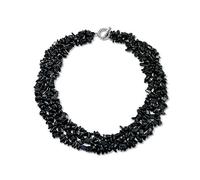 Bling Jewelry Black Onyx Chip Stone Wide Chunky Cluster Multi Strand Bib Collar Statement Necklace For Women