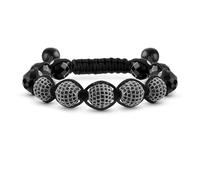 Bling Jewelry Black White Gold Tone Bead Pave Crystal Ball Shamballa Inspired Bracelet For Women For Men Cord String Adjustable 12MM