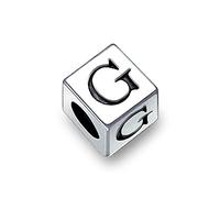 Bling Jewelry Block Letter G Alphabet Initial Charm Bead For Women For Teen .925 Sterling Silver For European Bracelet
