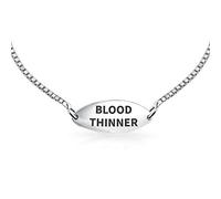 Bling Jewelry Blood Thinner Delicate Thin Oval Medical Identification ID Bracelet For Women Sterling .925 Silver Custom Engraved