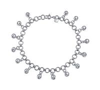 Bling Jewelry Bollywood Boho Multi Jingle Bells Pattilu India Dangle Charms Anklet Ankle Bracelet For Women Teens .925 Sterling Silver 9.5 Inch