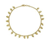 Bling Jewelry Bollywood Boho Traditional Indian Payal Multi Dangle Bead Ball Charm Anklet Ankle Bracelet for Women Teens Gold Plated 9.5 Inch