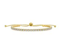 Bling Jewelry Bridal Wedding Thin Delicate Round Cubic Zirconia CZ Tennis Bracelet Slide Bolo Bracelet For Women Teens Adjustable Sliding Ball Clasp Bracelet Yellow Gold Plated