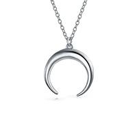 Bling Jewelry Celestial Trendy Horn Half Moon Necklace for Women .925 Sterling Silver Necklaces for Women Crescent Moon Necklace, Double Horns Pendant
