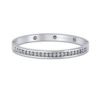 Bling Jewelry Channel Set White Cubic Zirconia CZ Stackable Bangle Bracelet For Women Prom Weddings Silver Tone Stainless Steel