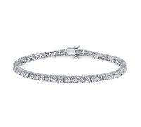 Bling Jewelry Classic 3MM Round Brilliant Cut Cubic Zirconia AAA CZ Solitaire Tennis Anklet Ankle Bracelet For Women Teens Silver Plated 9 Inch