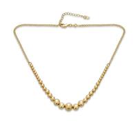 Bling Jewelry Classic Elegant Simple Round Ball Strand Choker Necklace for Women Yellow Gold Plated Adjustable Graduated 3-10MM