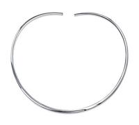 Bling Jewelry Classic Simple Plain Flat Slider Contoured Collar Curved Choker Necklace For Women Polished.925 Silver Sterling Add Pendant 3MM