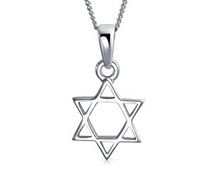 Bling Jewelry Classic Simple Religious Judaica Hanukkah Open Magen Star of David Pendant Necklace for Women Teens .925 Sterling Silver