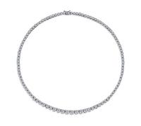 Bling Jewelry Classic Traditional Bridal Cubic Zirconia Graduated AAA CZ Round Prong Set Statement Tennis Necklace Collar For Women Wedding Prom Silver Plated