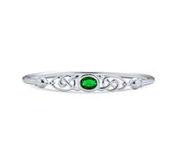 Bling Jewelry Couples Green Emerald CZ BFF Infinity Irish Celtic Love Knot Bangle Bracelet For Women Teen .925 Sterling Silver