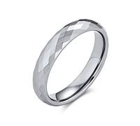 Bling Jewelry Couples Multi Faceted Prism Cut Titanium Wedding Band Rings For Men For Women Silver Tone Comfort Fit 4MM