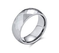 Bling Jewelry Couples Multi Faceted Prism Cut Titanium Wedding Band Rings For Men For Women Silver Tone Comfort Fit 8MM