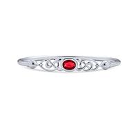 Bling Jewelry Couples Red Ruby CZ BFF Infinity Irish Celtic Love Knot Bangle Bracelet For Women Teen .925 Sterling Silver