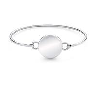 Bling Jewelry Customizable .925 Sterling Silver Round Monogram Bangle Bracelet for Women Teen Girlfriend - Personalized Initials Alphabet Hinge, Polished & Strong