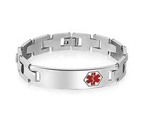 Bling Jewelry Customized Blank Medical Identification Medical ID U Link Bracelet For Men Stainless Steel 8 Inch