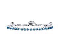 Bling Jewelry Dainty Round 36 Gemstone In Milgrain Edge Setting Iridescent Blue Created Opal Tennis Bolo Bracelet For Women Rhodium Plated .925 Sterling Silver Adjustable Slide 7 Inch